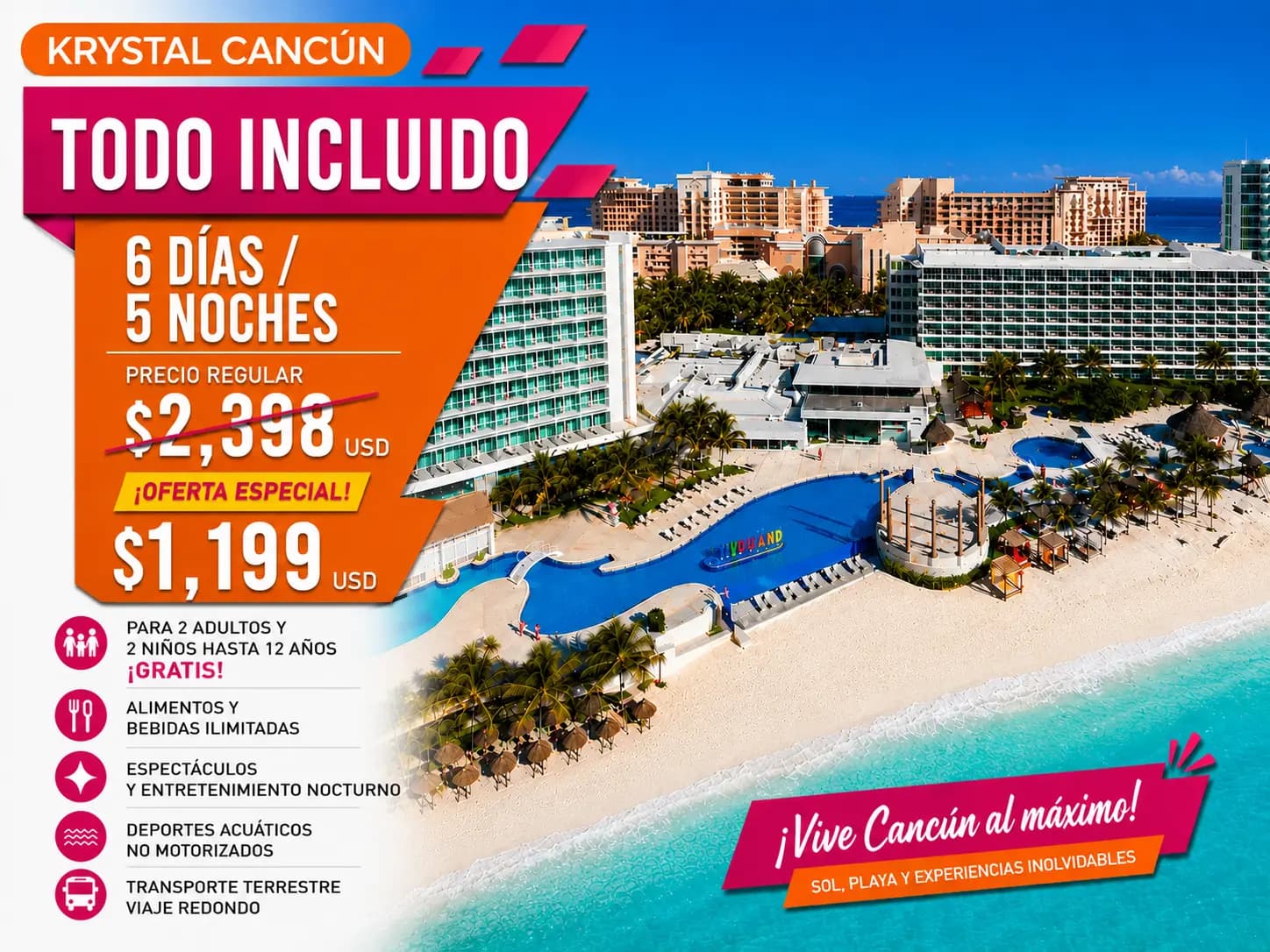 Promoción Grand Oasis Cancún 5 noches