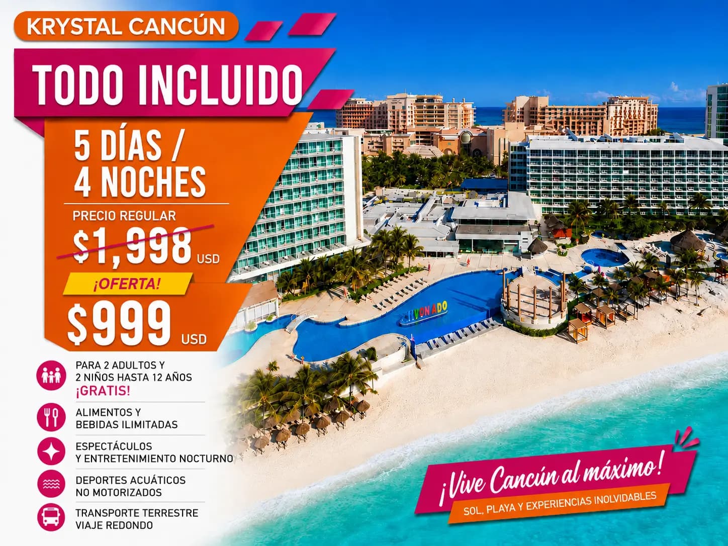 Promoción Grand Oasis Cancún 4 noches